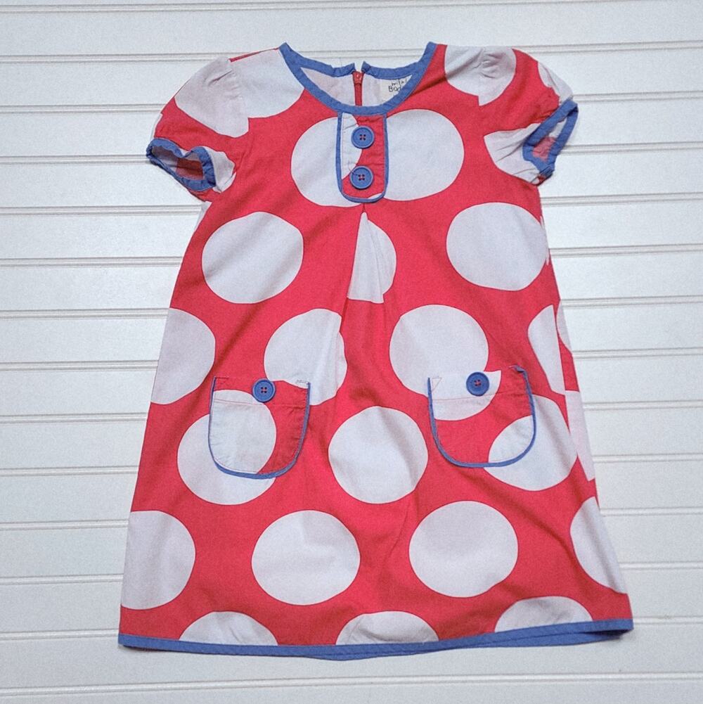 Mini Boden Girls Big Polka Dot Shift Dress Size 5-6Y Pink
